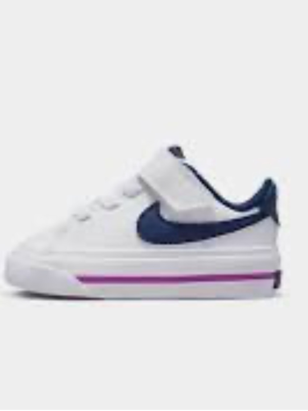 Nike Kids Sneakers - White with Navy and Purple Stripe